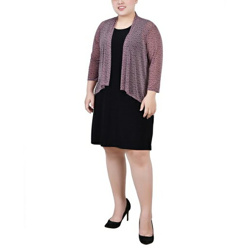 ニューヨークコレクション レディース ワンピース トップス Plus Size Cardigan and Dress Set, 2 Piece Lilas Black Swirl Black ニューヨークコレクション レディース ワンピース トップス Plus Size Cardigan and Dress Set, 2 Piece Lilas Black Swirl Black
