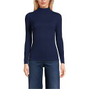 ランズエンド レディース カットソー トップス Women's Drapey Rib Skimming Long Sleeve Mock Neck Deep sea navy(4)