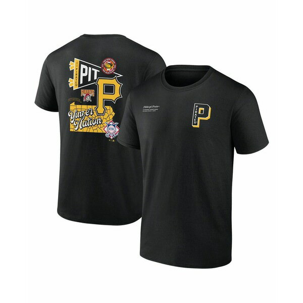 եʥƥ   ȥåץ Men's Black Pittsburgh Pirates Split Zone T-Shirt...