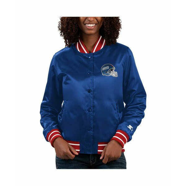 スターター レディース ジャケット&ブルゾン アウター Women's Royal New York Giants Full Count Satin Full-Snap Varsity Jacket Royal