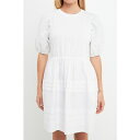 イングリッシュファクトリー レディース ワンピース トップス Women's Mixed Media Pleats Mini Dress White