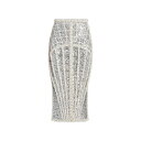 バルマン レディース スカート ボトムス Embellished Metalic Midi-Skirt silver pearl