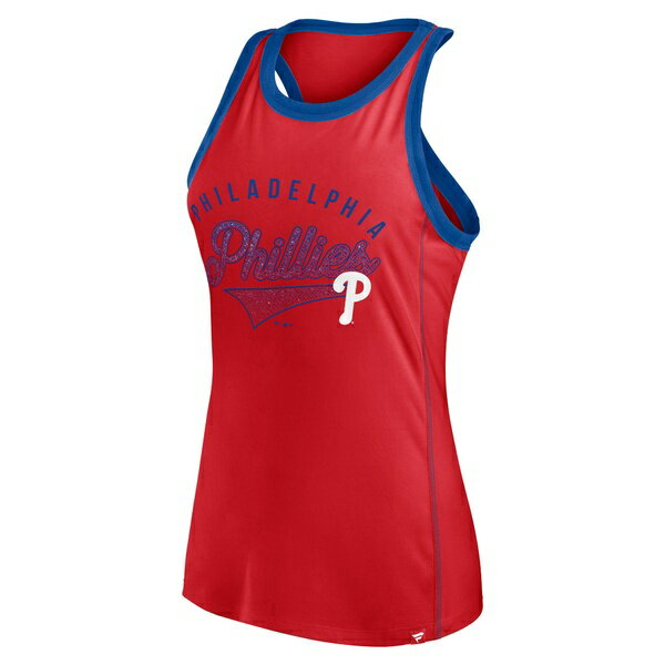 t@ieBNX fB[X TVc gbvX Philadelphia Phillies Fanatics Branded Women's Tailsweep Fashion Racerback Rhinestone Tank Top Red