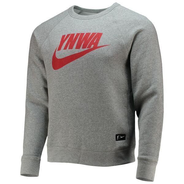 ナイキ メンズ パーカー スウェットシャツ アウター Liverpool Nike Heritage Raglan Pullover Sweatshirt Heathered Gray