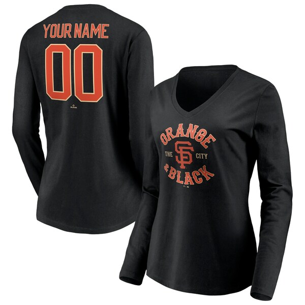 ファナティクス レディース Tシャツ トップス San Francisco Giants Fanatics Branded Women's Personalized Hometown Legend Long Sleeve VNeck TShirt Black