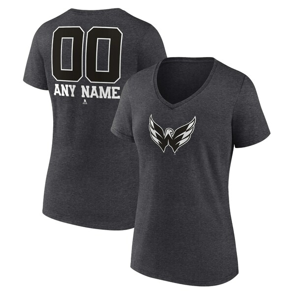 t@ieBNX fB[X TVc gbvX Washington Capitals Fanatics Branded Women's Monochrome Personalized Name & Number VNeck TShirt Charcoal