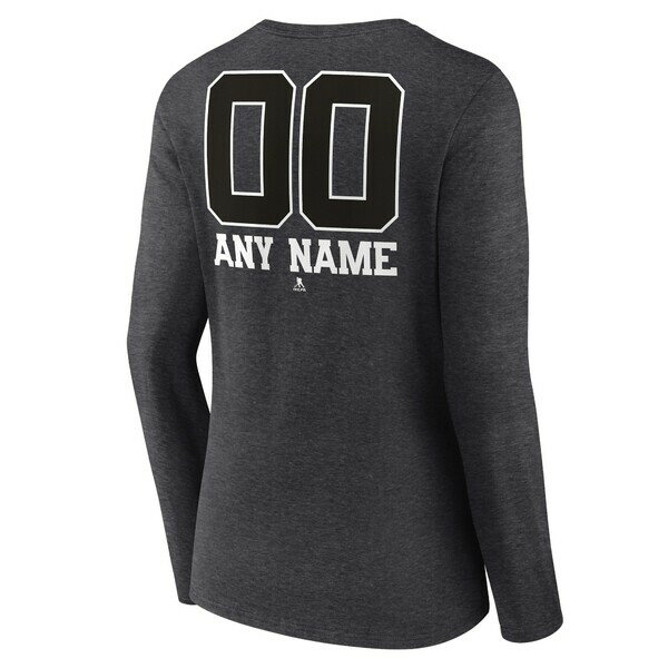 ファナティクス レディース Tシャツ トップス Minnesota Wild Fanatics Branded Women's Monochrome Personalized Name & Number Long Sleeve VNeck TShirt Charcoal 3