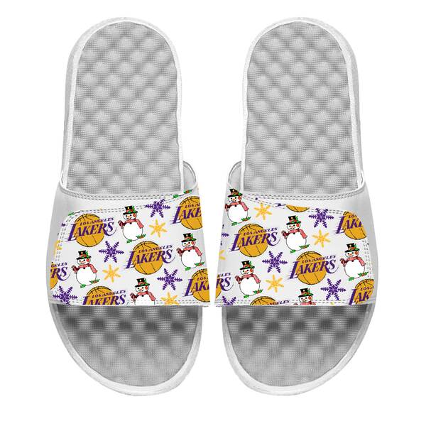 ACXCh Y T_ V[Y Los Angeles Lakers ISlide Holiday Pattern Slide Sandals White