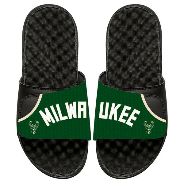 アイスライド メンズ サンダル シューズ Milwaukee Bucks ISlide Home Jersey Split Slide Sandals Black