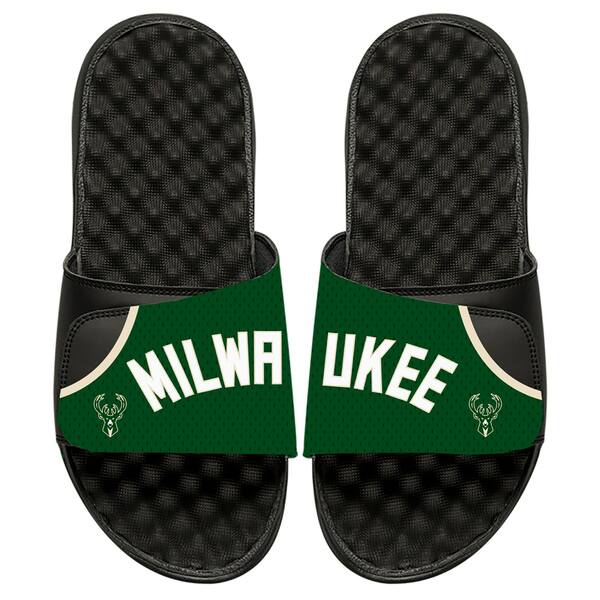 アイスライド メンズ サンダル シューズ Milwaukee Bucks ISlide Home Jersey Split Slide Sandals Black 1