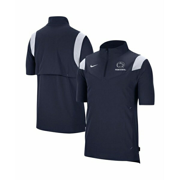 コーチ ナイキ レディース ジャケット＆ブルゾン アウター Men's Navy Penn State Nittany Lions Coach Short Sleeve Quarter-Zip Jacket Navy