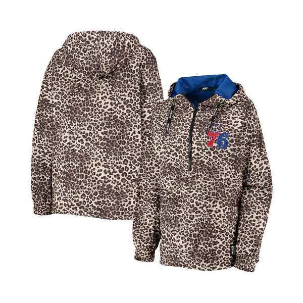   ˥塼衼 ǥ ѡåȥ  Women's Leopard Philadelphia 76ers Gabriella Windbreaker Half-Zip Hoodie Leopard