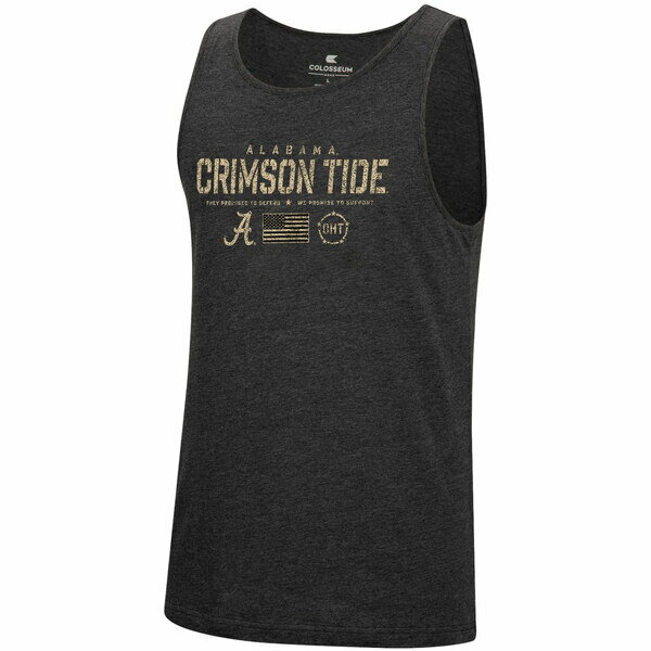 コロシアム メンズ Tシャツ トップス Alabama Crimson Tide Colosseum Military Appreciation OHT Transport Tank Top Heathered Black