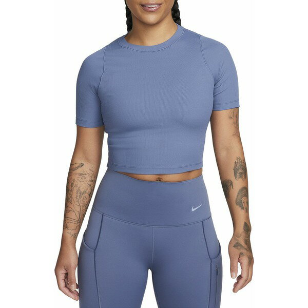 iCL fB[X Vc gbvX Nike Women's Zenvy Rib Dri-FIT Short-Sleeve Cropped Top Diffused Blue