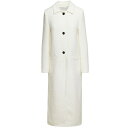 フォルテ フォルテ レディース ジャケット＆ブルゾン アウター Long White Coat With Black Buttons And Collar In Boucl Ool Woman MILK