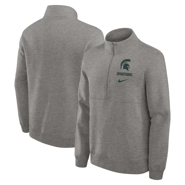ナイキ メンズ パーカー・スウェットシャツ アウター Michigan State Spartans Nike Primetime Club HalfZip Sweatshirt Heather Gray