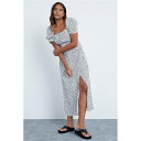 アイソウイットファースト レディース ワンピース トップス White Polka Dot Short Puff Sleeve Midi Dress