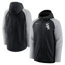 ナイキ メンズ パーカー・スウェットシャツ アウター Chicago White Sox Nike Authentic Collection Performance Raglan FullZip Hoodie Black/Gray