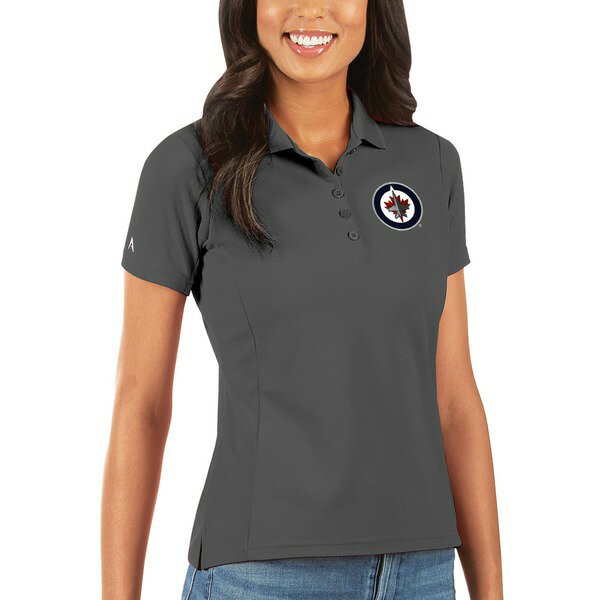 アンティグア レディース ポロシャツ トップス Winnipeg Jets Antigua Women's Legacy Pique Polo Charcoal