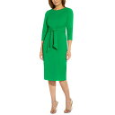 AhAi py fB[X s[X gbvX Women's Tie-Front 3/4-Sleeve Crepe Knit Dress Vivid Green