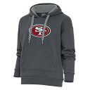 アンティグア レディース パーカー・スウェットシャツ アウター San Francisco 49ers Antigua Women's Victory Chenille Pullover Hoodie Charcoal