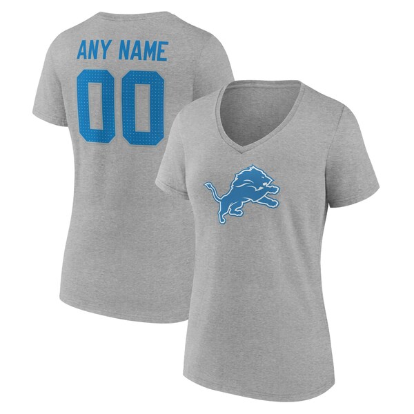 ファナティクス レディース Tシャツ トップス Detroit Lions Women's Team Authentic Custom VNeck TShirt Gray