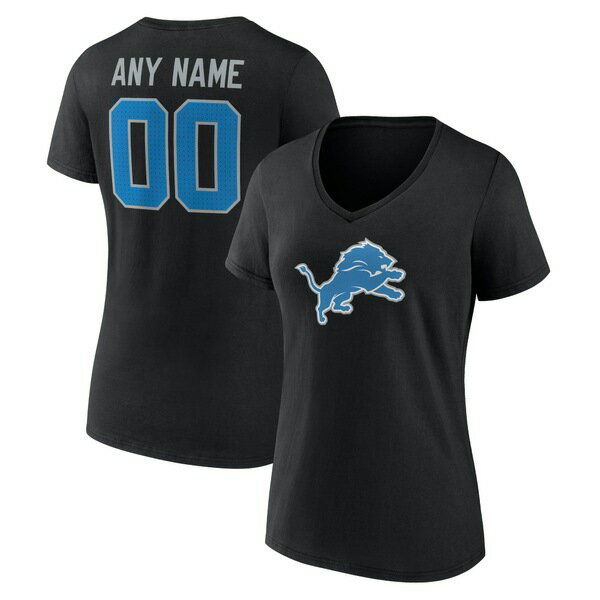 ファナティクス レディース Tシャツ トップス Detroit Lions Women's Team Authentic Custom VNeck TShirt Black