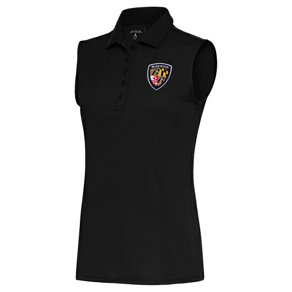 アンティグア レディース ポロシャツ トップス Baltimore Ravens Antigua Women's Throwback Logo Sleeveless Tribute Polo Black