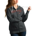 アンティグア レディース パーカー・スウェットシャツ アウター Arizona Coyotes Antigua Women's Wordmark Victory FullZip Hoodie Charcoal