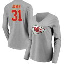 t@ieBNX fB[X TVc gbvX Kansas City Chiefs Fanatics Branded Women's Team Authentic Custom Long Sleeve VNeck TShirt Jones,Nic-31