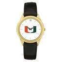 W[fB Y rv ANZT[ Miami Hurricanes Team Logo Leather Wristwatch -