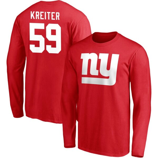 եʥƥ  T ȥåץ New York Giants Fanatics Branded Team Authentic Logo Personalized Name &Number Long Sleeve TShirt Red