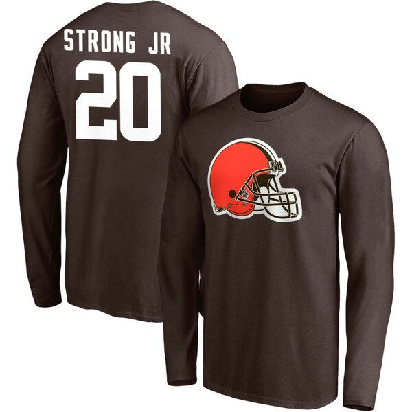 եʥƥ  T ȥåץ Cleveland Browns Fanatics Branded Team Authentic Personalized Name &Number Long Sleeve TShirt Brown