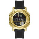 yz QX Y rv ANZT[ Mens Guess Zip Watch Gold and Black