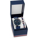 【送料無料】 トミー ヒルフィガー メンズ 腕時計 アクセサリー Mens Tommy Hilfiger Blue Watch Bracelet Gift Set Silver and Blue