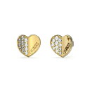 【送料無料】 ゲス レディース ピアス＆イヤリング アクセサリー Ladies Guess Gold Plated Pave Heart Stud Earrings Gold