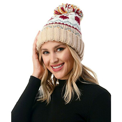 マーカスアドレール レディース 帽子 アクセサリー Women's Fair Isle Heart Knit Pom Beanie Ivory マーカスアドレール レディース 帽子 アクセサリー Women's Fair Isle Heart Knit Pom Beanie Ivory