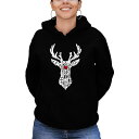 エルエーポップアート レディース パーカー・スウェットシャツ アウター Women's Santa's Reindeer Word Art Hooded Sweatshirt Black