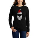 エルエーポップアート レディース Tシャツ トップス Women's Santa Claus Word Art Long Sleeve T-shirt Black