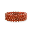 ブリング メンズ ブレスレット・バングル・アンクレット アクセサリー Set Of 3 Round Natural Carnelian Red Stone Ba...