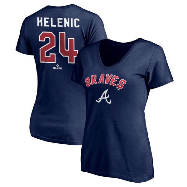 t@ieBNX fB[X TVc gbvX Atlanta Braves Fanatics Branded Women's Personalized Winning Streak Name & Number VNeck TShirt Navy