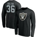 ファナティクス メンズ Tシャツ トップス Las Vegas Raiders Fanatics Branded Team Authentic Personalized Name & Number Long Sleeve TShirt Bolton,Curtis-36