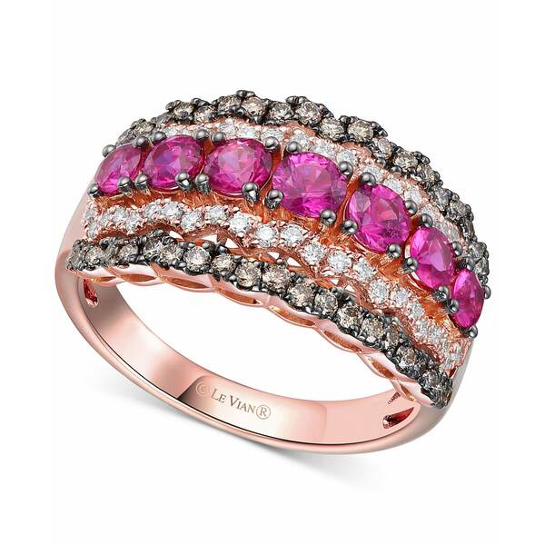 ルヴァン レディース リング アクセサリー Chocolatier&reg; Passion Ruby (1 ct. t.w.) & Diamond (5/8 ct. t.w.) Multirow Ring in 14k Rose Gold 14K Strawberry Gold Ring