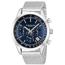 X^[O Y rv ANZT[ Men's Quartz Chronograph Date Silver-Tone Stainless Steel Mesh Bracelet Watch 44mm Blue