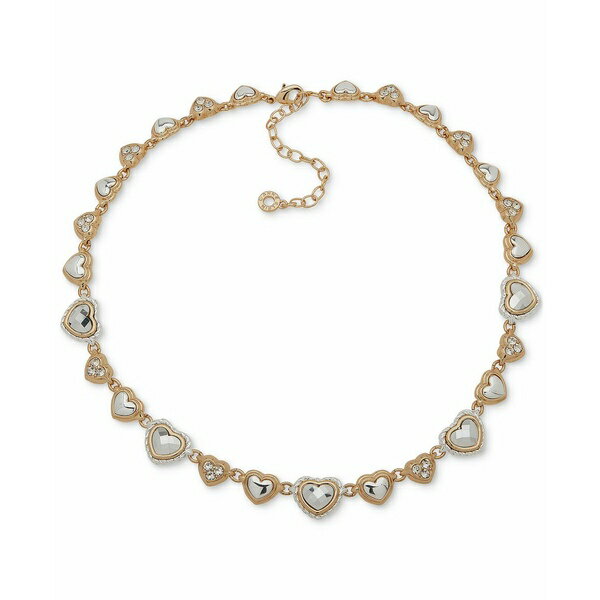 アンクライン レディース ネックレス・チョーカー・ペンダントトップ アクセサリー Two-Tone Crystal Heart Motif Collar Necklace, 16