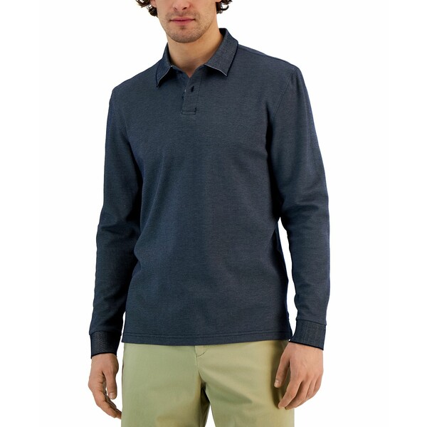 アルファニ メンズ シャツ トップス Men 039 s Classic-Fit Solid Long-Sleeve Polo Shirt, Created for Macy 039 s Neo Navy