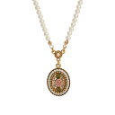 2028 メンズ ネックレス・チョーカー アクセサリー Imitation Pearl Pink Enamel Flower Pendant Necklace Pink