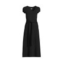 YGh fB[X s[X gbvX Women's Petite Light Weight Cotton Modal Convertible Tie Waist Midi Dress Black