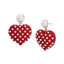 ベッツィジョンソン メンズ ピアス・イヤリング アクセサリー Faux Stone Imitation Pearl Heart Drop Earrings Red, Gold