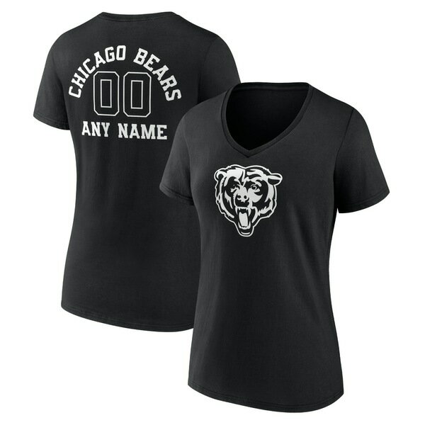ファナティクス レディース Tシャツ トップス Chicago Bears Women's Personalized Name & Number Monochrome VNeck TShirt Black